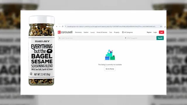 旋转拍卖下架82个Trader Joe's贝果调味料销售页面