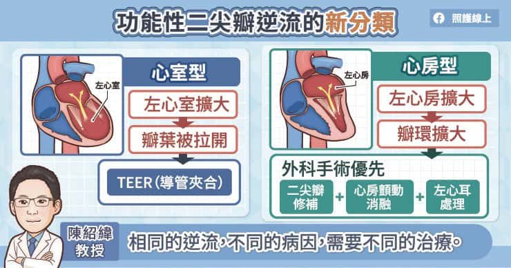 心脏瓣膜没症状能拖吗?2025欧洲治疗新指引:二尖瓣及早修补、TAVI放宽至70岁 5 功能性二尖瓣逆流新分類