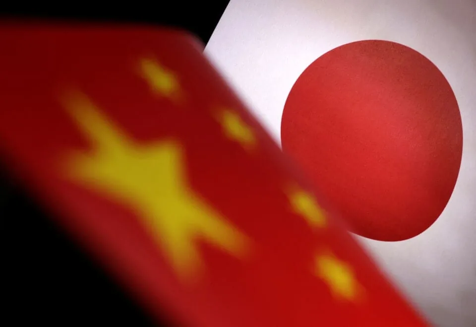 中国和日本国旗