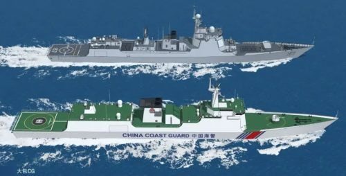 052D加入中國海警艦隊，配置7000噸級130毫米艦炮。（觀察者網）