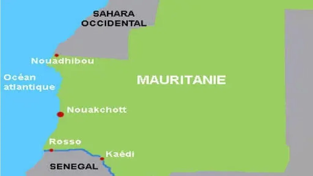 存档地图 / 非洲 ： 毛里塔尼亚及其首都努瓦克肖特（Nouakchott）
carte d'archive / Afrique : la Mauritanie et sa capitale Nouakchott