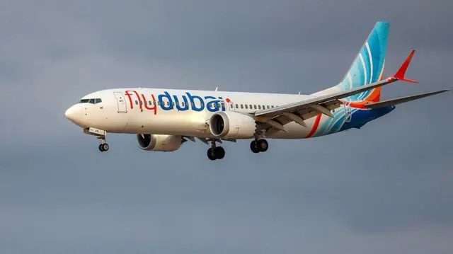 2026年9月30日，一架Flydubai波音737 MAX 8客机准备降落于以色列洛德（Lod）的本古里安机场。