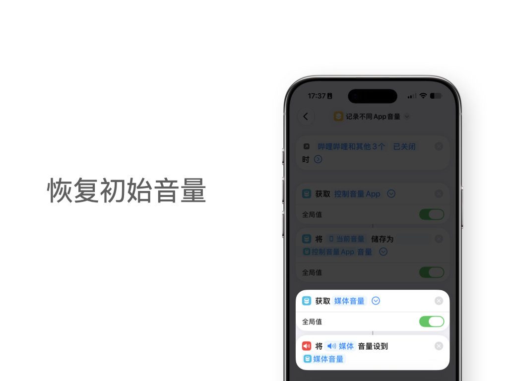 使用快捷指令实现 iPhone 不同 App 独立音量控制 9 63a5416e7ca35751ff4014d7ad8f7b595936c36fb2113e31e7a5b46df68e366f article