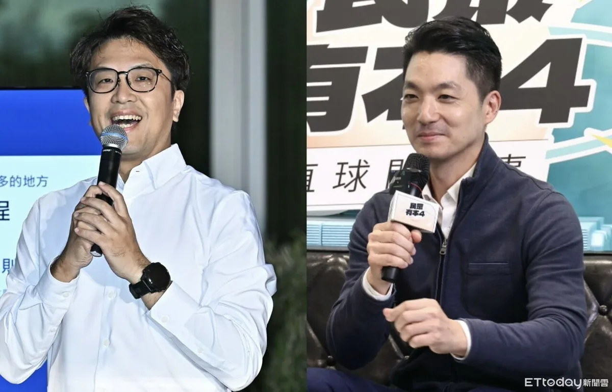 沈伯洋(左)与蒋万安在不同场合发言的照片拼图(资料照片)