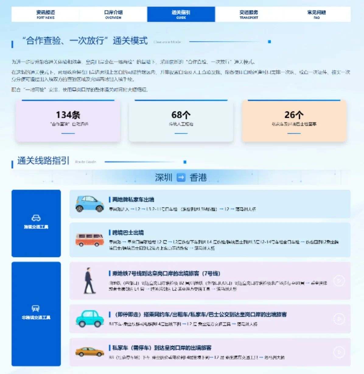 深圳市人民政府口岸辦公室官網近日推出「皇崗口岸專題頁」，提供「一站式」服務。（影片截圖）