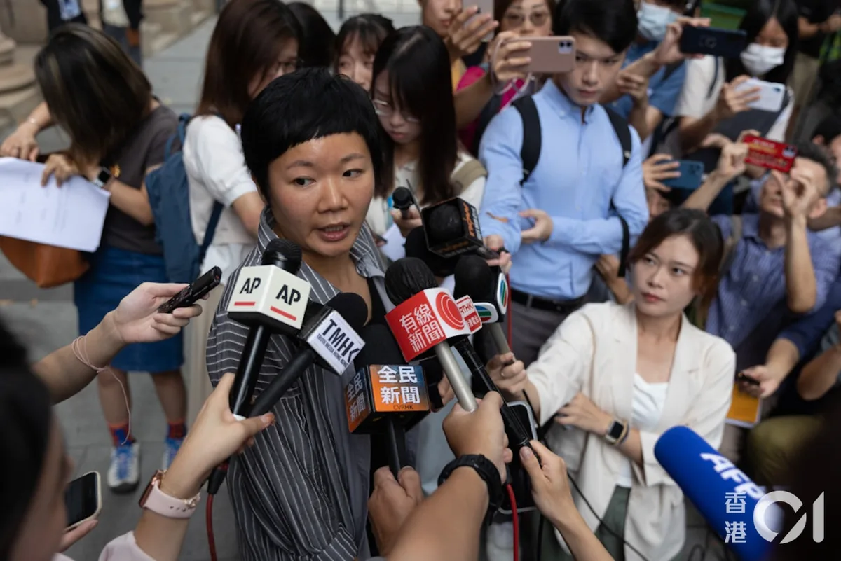 资料图片：2023年6月5日，蔡玉玲在车牌查册案终审胜诉后接受媒体采访。