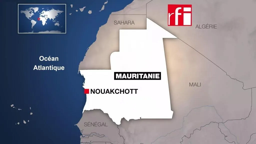 法广存档地图 / 非洲 ：毛里塔尼亚及其首都努瓦克肖特。
RFI carte d'archive / Afrique : la Mauritanie.et sa capitale Nouakchott.