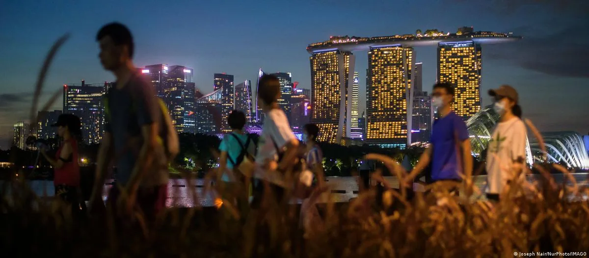 图为新加坡滨海湾花园夜景。