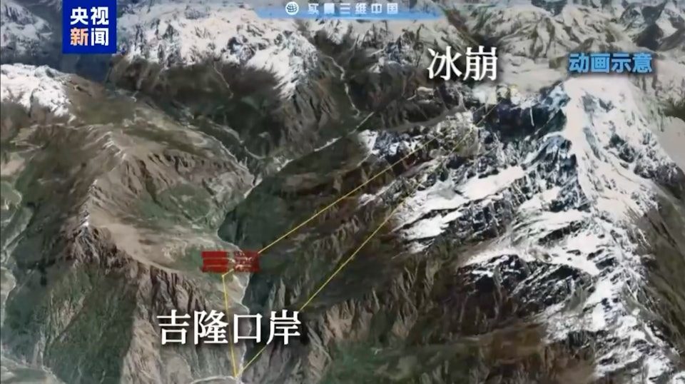 世界气象组织:厄尔尼诺将持续增强 青藏冰川加速消融灾害恐更多 4 西藏與尼泊爾邊境地區8月26日發生嚴重泥石流災害,此次災害由尼泊爾境內高位冰川崩塌引發。(影片截图)
