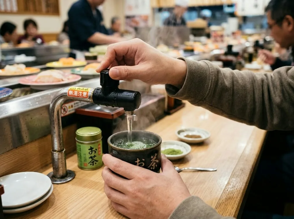 寿司店为何总提供热绿茶?解渴外还有隐藏功能 日厨师揭3赢策略 3 自助茶粉可節省人工成本。(AI生成)