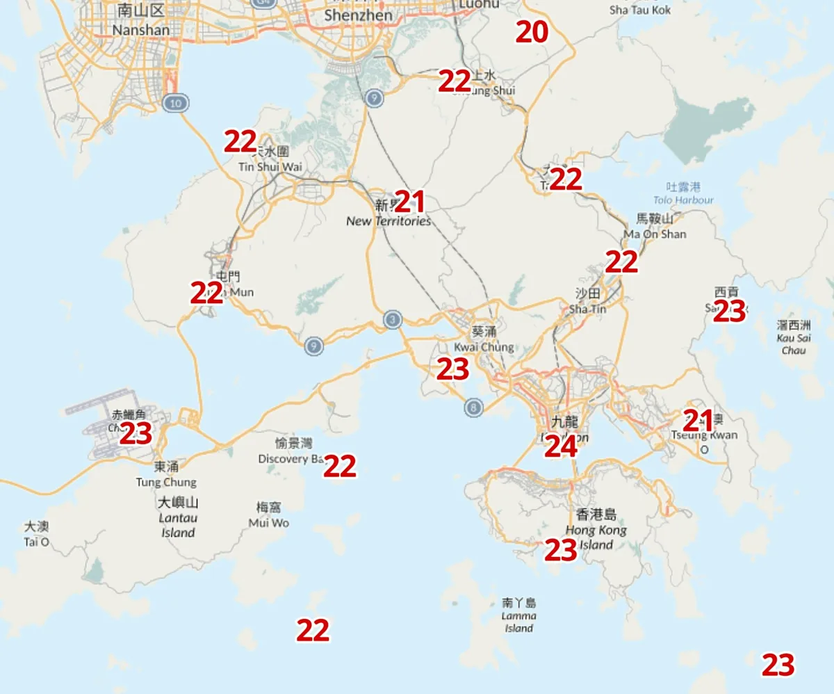 天文台料周四分區低至20度。（天文台網頁截圖）