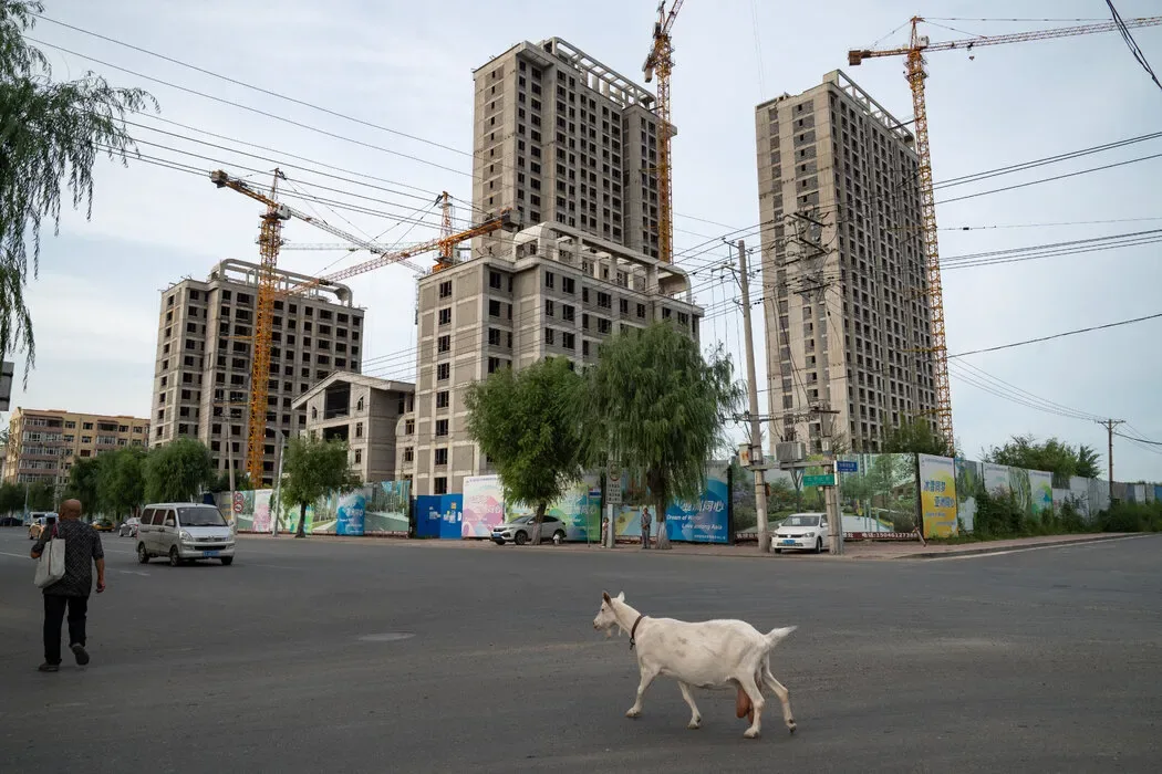 去年中国的一个停工住宅项目。大量房地产开发商的倒闭严重冲击了地方政府的土地出让收入。