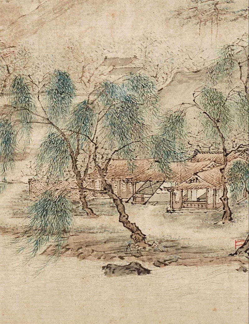 南博《江南春》被指私自处置流向拍场 估价高达8800万元 5 明朝畫家仇英的 「江南春卷」(局部)。(取材自澎湃新聞)