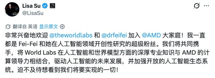 AMD 82亿美元收购李飞飞公司 World Labs 押注空间智能 1 Image