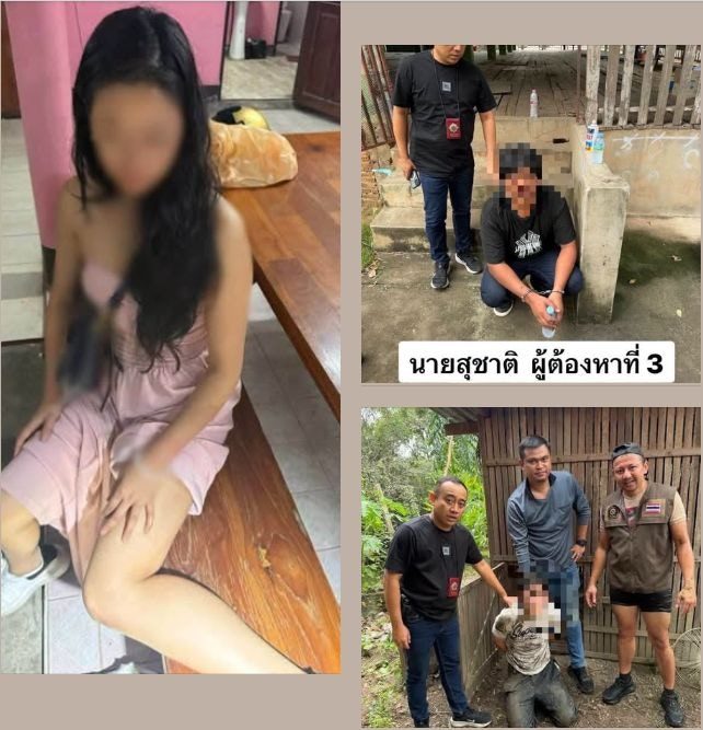 受害人（左圖）奮力反抗並最終獲救；警方隨後逮捕本案的兩名在逃嫌疑人（右圖）。（中國報）