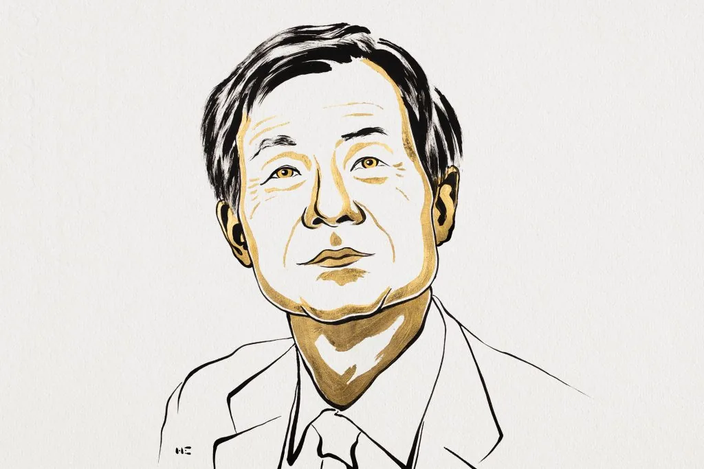 让镜像分子一边倒,凭什么拿下诺贝尔化学奖? 3 硖合宪三的诺贝尔奖肖像插画