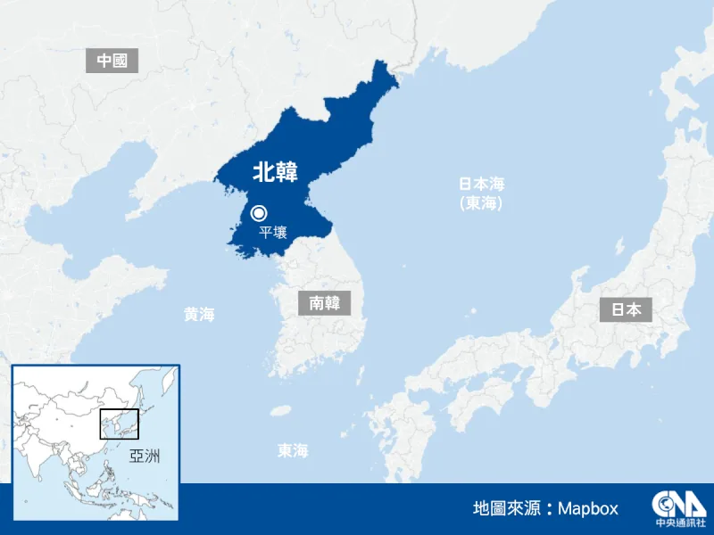 北韩朝东部海域发射多枚弹道飞弹 今年已逾10次试射 1 北韓地理位置圖。(中央社製圖)