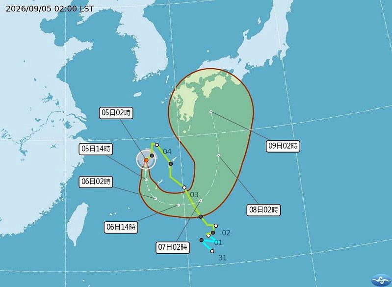 輕颱科羅旺路徑潛勢預報。圖／取自中央氣象署網站