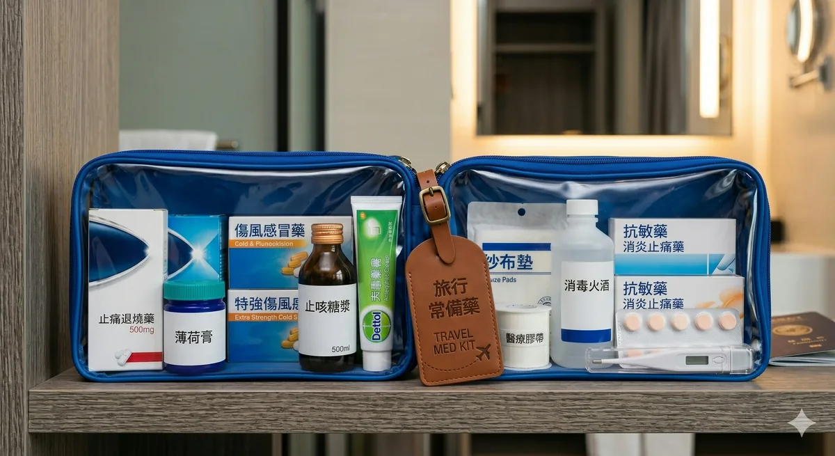 杜拜航空劫机:机长遭刺伤获牙医救 空中无医生怎办? 4 常備藥記得要跟身。(AI生成圖)