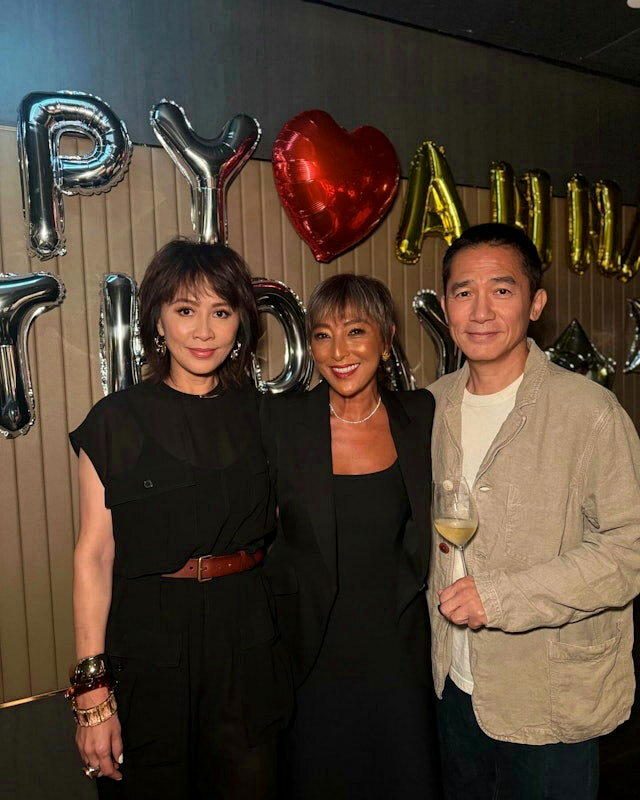 上山詩納（中）與劉嘉玲、梁朝偉夫婦交情極深。(取材自Instagram@anna...